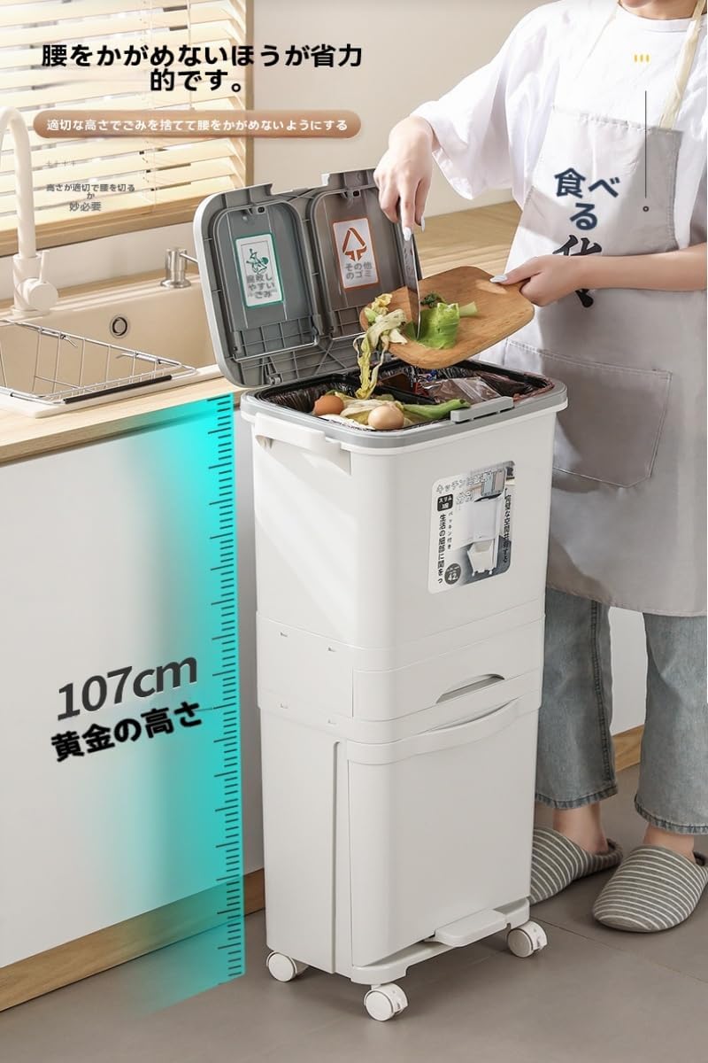 ゴミ箱 2分別 20L+30L 幅29cm 観音開き ペダル式 スリム ふた付き